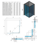 POLYSAN - THRON SQUARE štvorcový sprchový kút 1100x1100, hranaté pojezdy, rohový vstup TL2111-5002