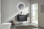 CERANO - Kúpeľňová skrinka Velora - čierna matná, úchytka čierna + doska pod umývadlo Navira Slim - 18 mm - 60x54,8x46,5 CER-664762