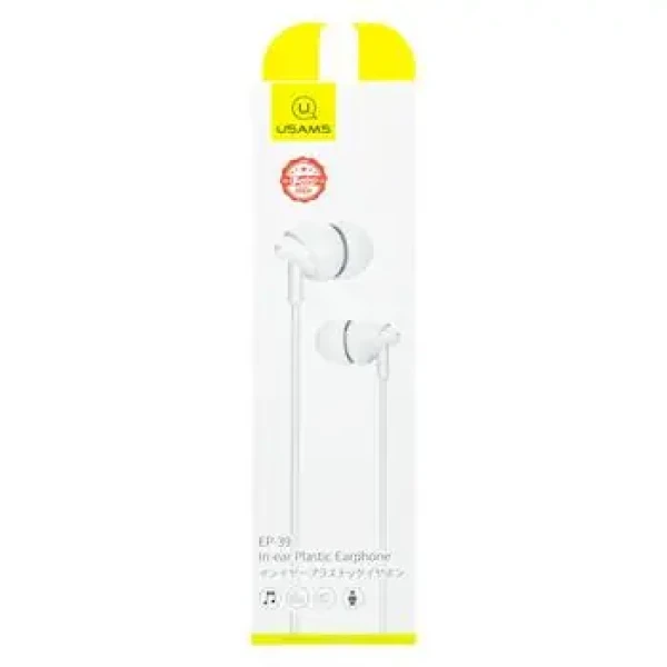 USAMS EP-39 In-Ear Stereo Headset 3.5mm biela (6958444983851)
