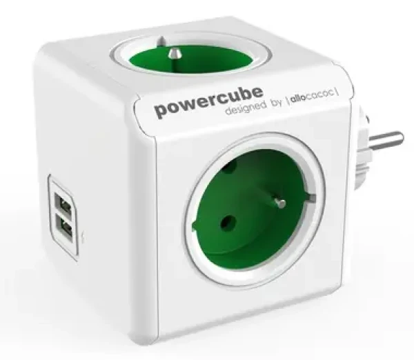 PowerCube Original USB zelená / 4 zásuvky / 2x USB Port (8718444085973)
