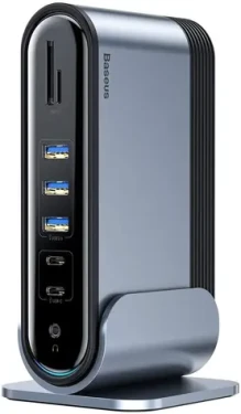 Baseus Working Station CAHUB-DG0G sivá / dokovacia stanica / 2× USB-C Port amp; 2× USB-A amp; 3× USB 3.0 amp; 1× Gigabit LAN (CAHUB-DG0G)