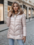 Dámska zimná bunda s kapucňou TY4441 béžová - FashionStreet M