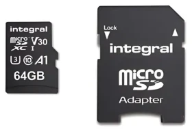 Integral microSDHC/SDXC 64 GB / Pamäťová karta / UHS-I U3 V30 / čítanie: 100 MB/s / zápis: 45 MB/s (INMSDX64G-100V30)