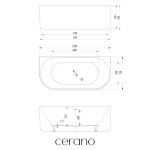 CERANO - Vaňa akrylátová Aira - voľne stojaca - nástenná - biela lesklá - 150x75x58 CER-665977