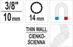 YATO Nadstavec na sviečky s kĺbom 3/8" 14 mm / Nadstavec / Kĺbový / 14 mm