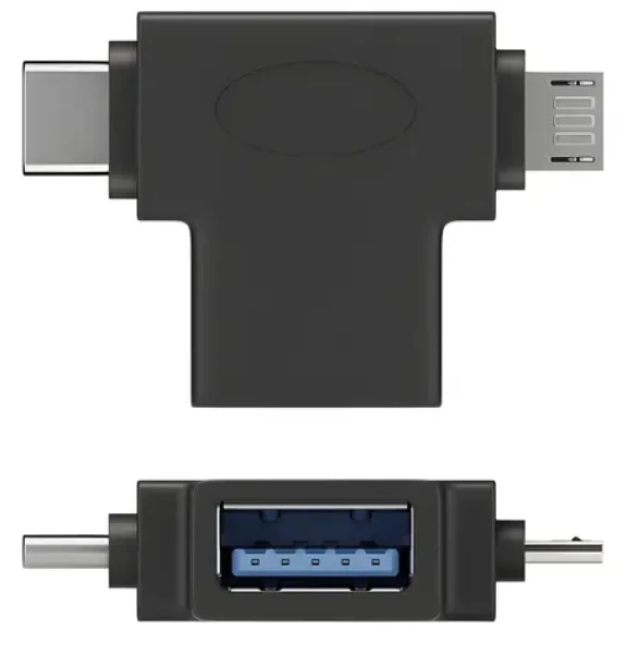 PremiumCord Adaptér USB-A - USB-C + micro USB-B čierny / Adaptér / USB 3.1 / 5 Gbps (kur31-12)