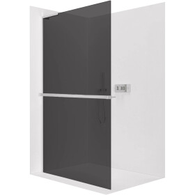 CERANO - Sprchová zástena Walk-in Onyx L-ľavá vzpera - 8 mm + polička/držiak na uteráky - chróm, grafitové sklo - 110x200 CER-8050BD901
