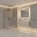 REA/S - Sprchovací kút City 80x100 Brush Copper So sprchovou vaničkou Savoy KPL-K6981