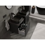 MEXEN/S - Rivel kúpeľňová skrinka pod umývadlo 50 cm s doskou, 1 šuplík, reliéf, čierna mat 91A20-05047-1-BFC71