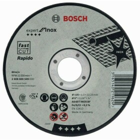 BOSCH 2608600549 / Rezací kotúč na nerezovú oceľ / Priemer 125 x 22.23 mm / Šírka rezu 1 mm (2608600549)