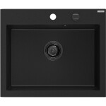 MEXEN/S MEXEN/S - Elix granitový drez 1-miska 600 x 500 mm, čierna, sifón čierna 6525601005-77-B