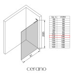 CERANO - Sprchová zástena Walk-in Onyx L-ľavá vzpera - 8 mm - čierna matná, ryhované sklo - 110x200 CER-8050BD769