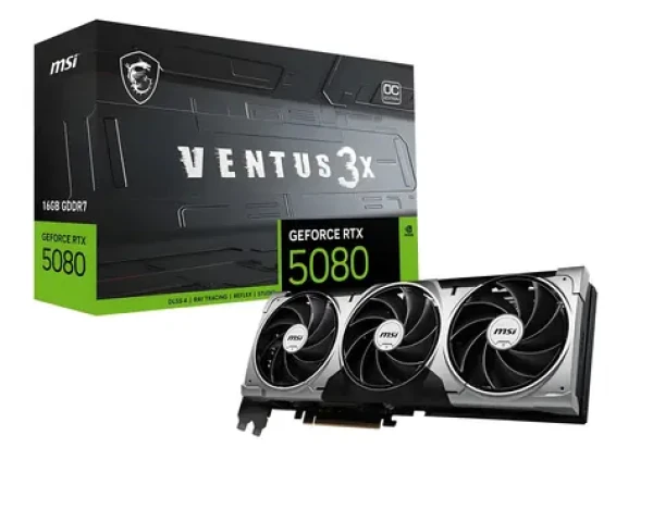 MSI GeForce RTX 5080 Ventus 3X OC čierna / Grafická karta / Nvidia / 16GB GDDR7 / 256-bit / 1x HDMI + 3x DP (V531-664R)