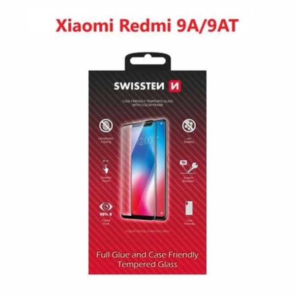 SWISSTEN FULL GLUE COLOR FRAME CASE FRIENDLY sklo pre XIAOMI REDMI 9A amp; XIAOMI REDMI 9AT čierna (54501782)