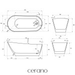 CERANO - Vaňa akrylátová Savoia - voľne stojaca - biela matná - 170x80x68 CER-8050BD7933