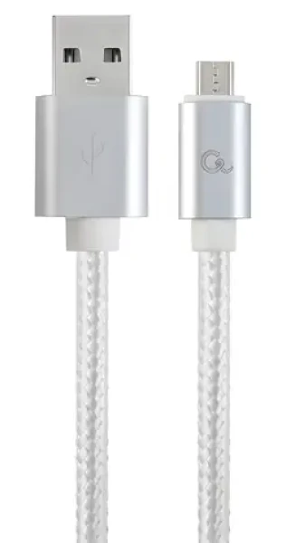 Cablexpert USB-A - Micro-USB strieborná / USB kábel / opletený / 1,8 m (CCB-mUSB2B-AMBM-6-S)