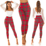 Sexy Koucla checkered Highwaist Pants red XL