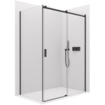 CERANO - Sprchovací kút Santoro Ľ/P - 6 mm - čierna matná, transparentné sklo - 100x70x195 - posuvný CER-431467