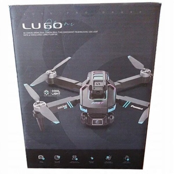 LeanToys Dron LU60 Podwójna Kamera HD Światła LED Aplikacja Čierny