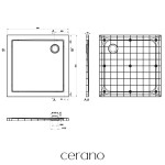 CERANO - Sprchová vanička štvorcová Brio - SMC/minerálny kompozit - štruktúrovaná biela - 90x90x4 CER-679501