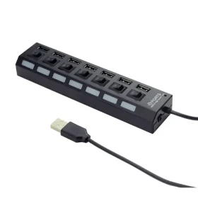 Gembird USB 2.0 HUB so 7-portmi a spínačmi čierna / 5V / 2A / 7 portov (UHB-U2P7-03)