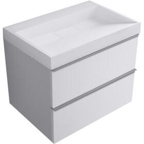 CERANO - Kúpeľňová skrinka Velora - biela matná, úchytka chróm + umývadlo z lit. mramoru Vita - biela matná - 70x63x46,5 CER-8050BD83997