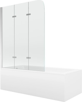 MEXEN/S - Cubik obdĺžniková vaňa 150 x 70 cm s panelom + vaňová zástena 120, transparent, chróm 550315070X9012030100