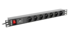 Lanberg PDU čierna / Zásuvková lišta do racku / 1U / 19" / 7x zásuvka typu E (FR) / IEC C14 / 10 A / 2 m (PDU-07E-0200-IEC-BK)
