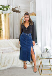 Sexy Musthave Denim Skirt with Slit denimblue