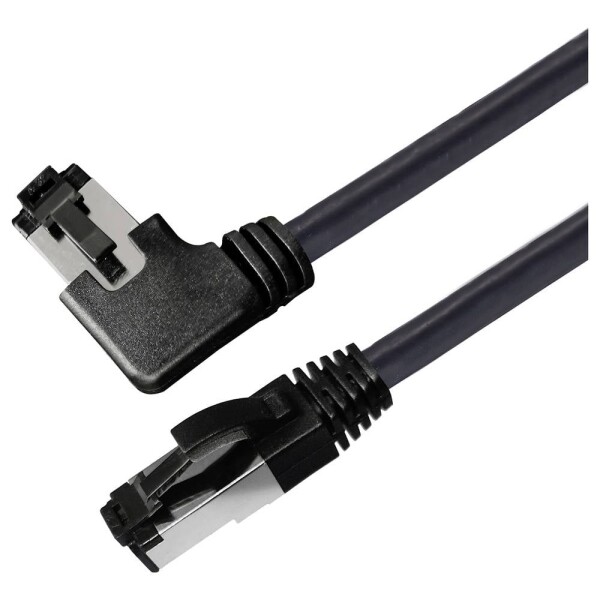 Maxtrack TI51-3L RJ45 sieťové káble, prepojovacie káble CAT 8.1 S/FTP 3 m čierna 90 ° Zatočený doprava, jednoduché tienenie 1 ks; TI51-3L