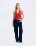 Thinking MU Red Hiba Seersucker Top RED XS