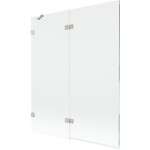 MEXEN/S - Lunar vaňová zástena 2-krídlová ľavá 140 x 150, transparent, nikel kartáčovaný 897-140-100-97-00-L