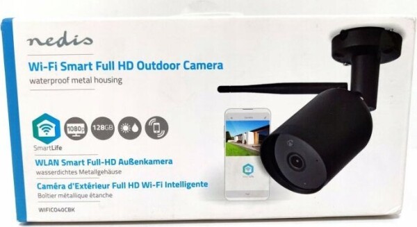 Nedis Nedis WiFi Smart Outdoor IP-camera | Full HD | Metalen behuizing | Waterdicht (IP65) Pocisk Kamera bezpieczeństwa IP vonkajšia 1920 x 1080 px Sufit / Ściana