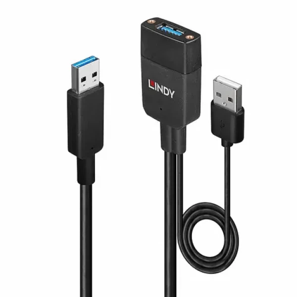 Lindy USB-A - USB-A 35m čierna / Hybridný USB kábel / USB 3.2 Gen 2 / 10 Gbit/s (43357)