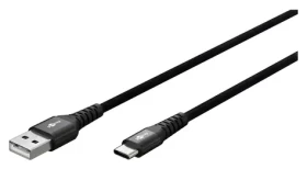Goobay USB-C - USB-A čierna / Dátový kábel / Textilné opletenie / Kovové konektory / 1 m (74526)