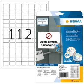 Herma Univerzálne etikety 25,4x16,9 mm / biele, snímateľné / 25 listov / 2800 ks (4211)