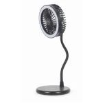 Gembird LED lampa s bezdrôtovou nabíjačkou 3v1 čierna / Stolná LED lampa / Bezdrôtová nabíjačka 10W / ventilátor (TA-WPC10-LEDFAN-01)