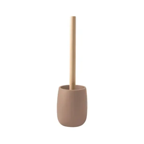 Spirella Sven WC kefa s matne cappuccino polyresinovou nádobou / bambus / 35 x 10 cm