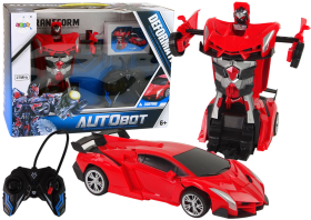 Mamido Elektrické autíčko Robot Transformer 2v1 s ovládačom R/C na diaľkové ovládanie v červenej farbe