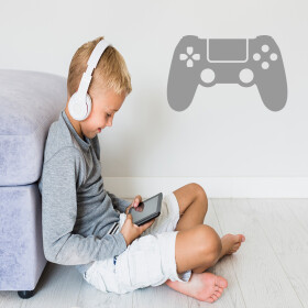 Veselá Stena Samolepka Ovládač na playstation Farba: šedá, Veľkosť: 40 x 26 cm