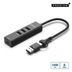 MicroConnect Premium USB 3.0 Hub 4-portový čierna / USB hub / 4X USB 3.0 (USBHUB4-2IN1)