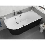MEXEN/S - Silo voľne stojaca rohová vaňa pravá reliéf 170 x 80, biela/čierna, sifón a prepad čierna 52891708075P-70