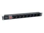 Equip PDU 8x Schuko čierna / Zásuvková lišta do racku / 1U / IEC C14 / vypínač / 10 A / 2500 W (333286)