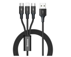 Baseus CAJS000001 Kábel USB-A (M) - Micro USB (M) amp; Lightning (M) amp; USB-C (M) 1.2 m čierna (CAJS000001)