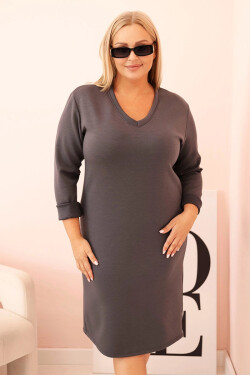 Dámska plus size sukňa maslová V-výstrih s rukávmi graphite UNI