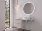 CERANO - Kúpeľňová skrinka Carole - biela matná + doska pod umývadlo Navira Slim - 18 mm + konzola chróm - 120x46x49,8 CER-606105