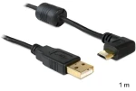 DeLock USB 2.0 A - Micro-USB B kábel čierna / Prepojovací kábel / pravouhlý 90 ° / AWG 28 / 1m (83147)