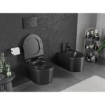 MEXEN/S - Sofia Závesná WC misa Rimless Tornado vrátane sedátka s slow slim, duroplast, čierna mat 30540185T