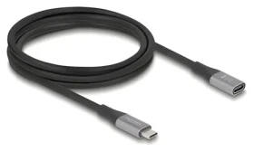 DeLock USB4 Gen 3x2 predlžovací kábel 2m čierna-sivá / USB-C (M) - USB-C (F) / 40 Gbps / USB PD 240 W (81202)