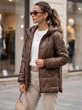 Dámská prošívaná přechodová bunda TY5800 hnědá - FashionStreet L